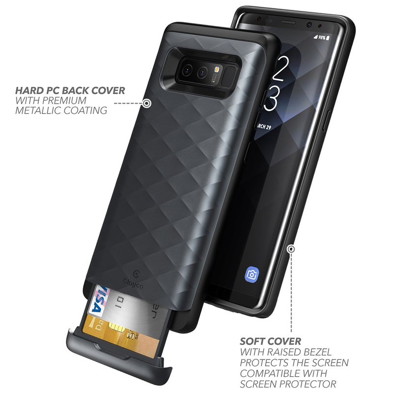 Clayco Galaxy Note 8 Case, Clayco Argos Series Premium Hybrid Protective Wallet Case for Samsung Galaxy Note 8 (Built-in Credit Card/ID Card Slot) (Black) - Image 4